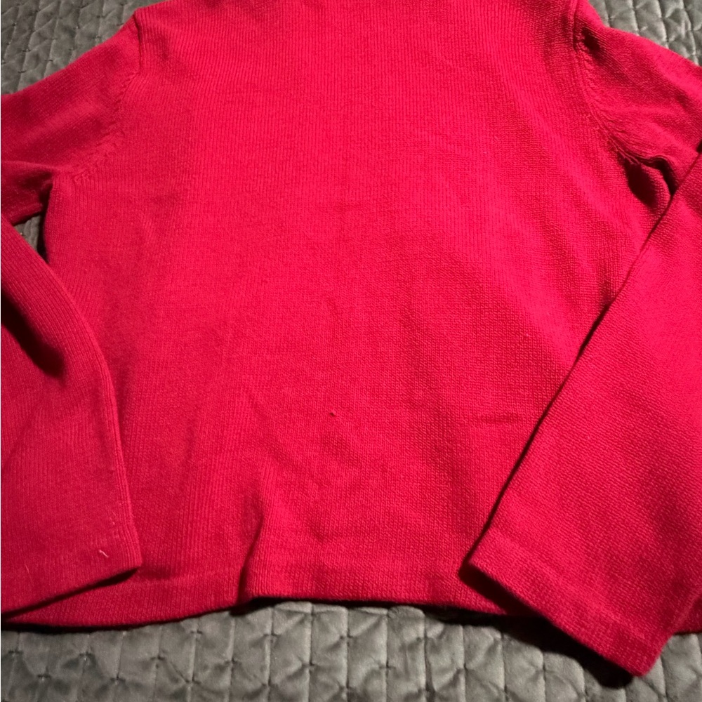 Lauren Ralph Lauren red knit military cardigan black velvet gold buttons XL VTG - Picture 7 of 8
